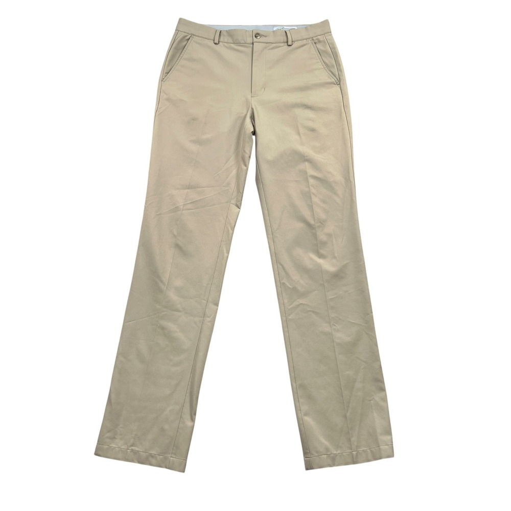 Greg Norman Golf Pants Mens 32x34 Tan Khaki Stretch Performance Flat Front